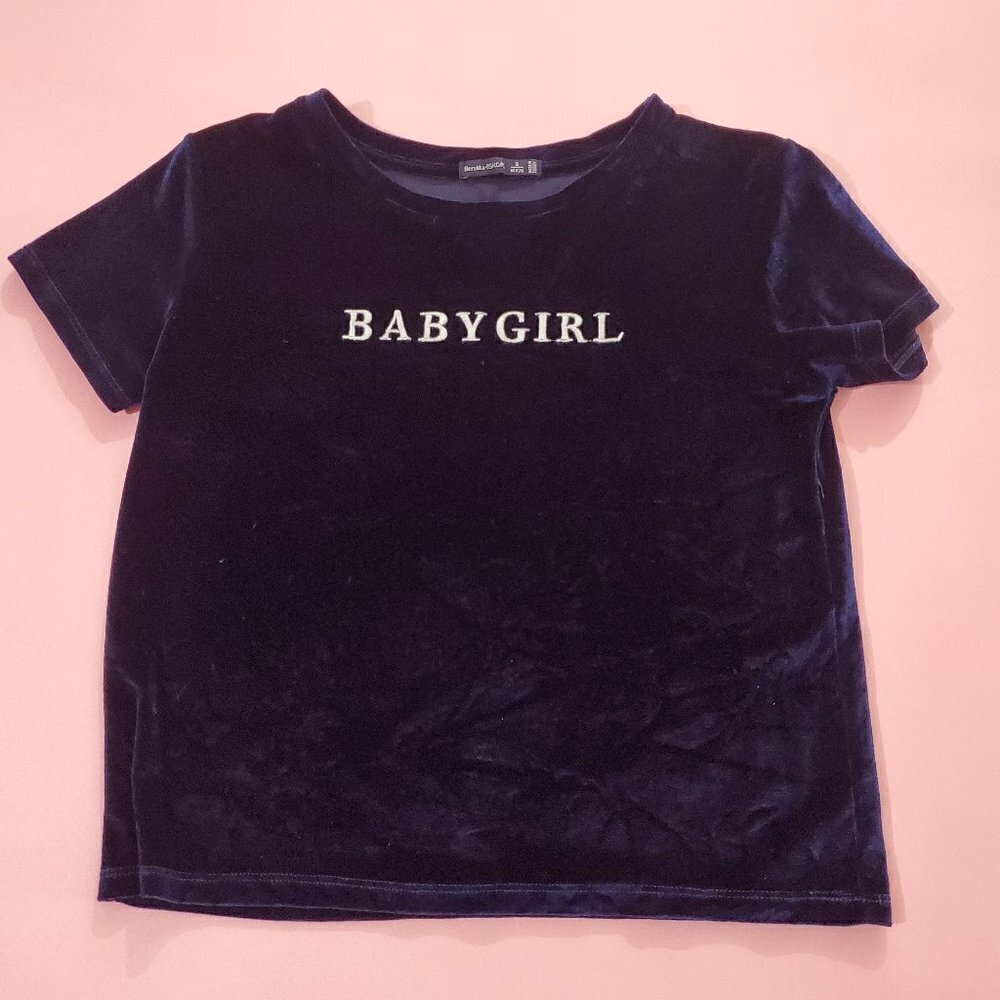 💙 Dark Blue Baby Girl Velvet T-Shirt 💙